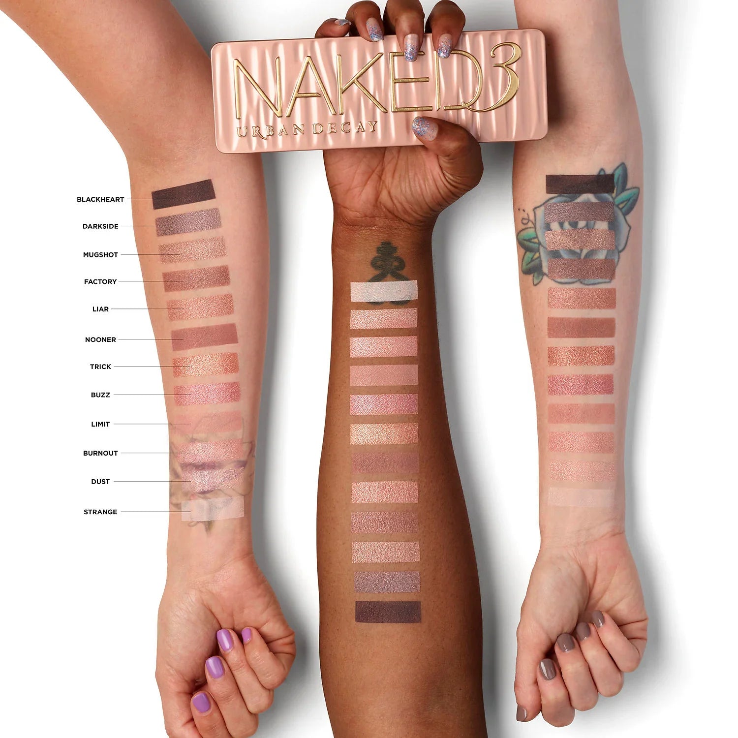 Paleta de sombras Naked3 – Tonos rosados suaves y luminosos