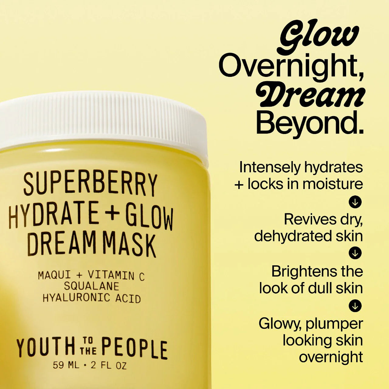 Crema y mascarilla nocturna Superberry Hydrate + Glow Dream – Con vitamina C