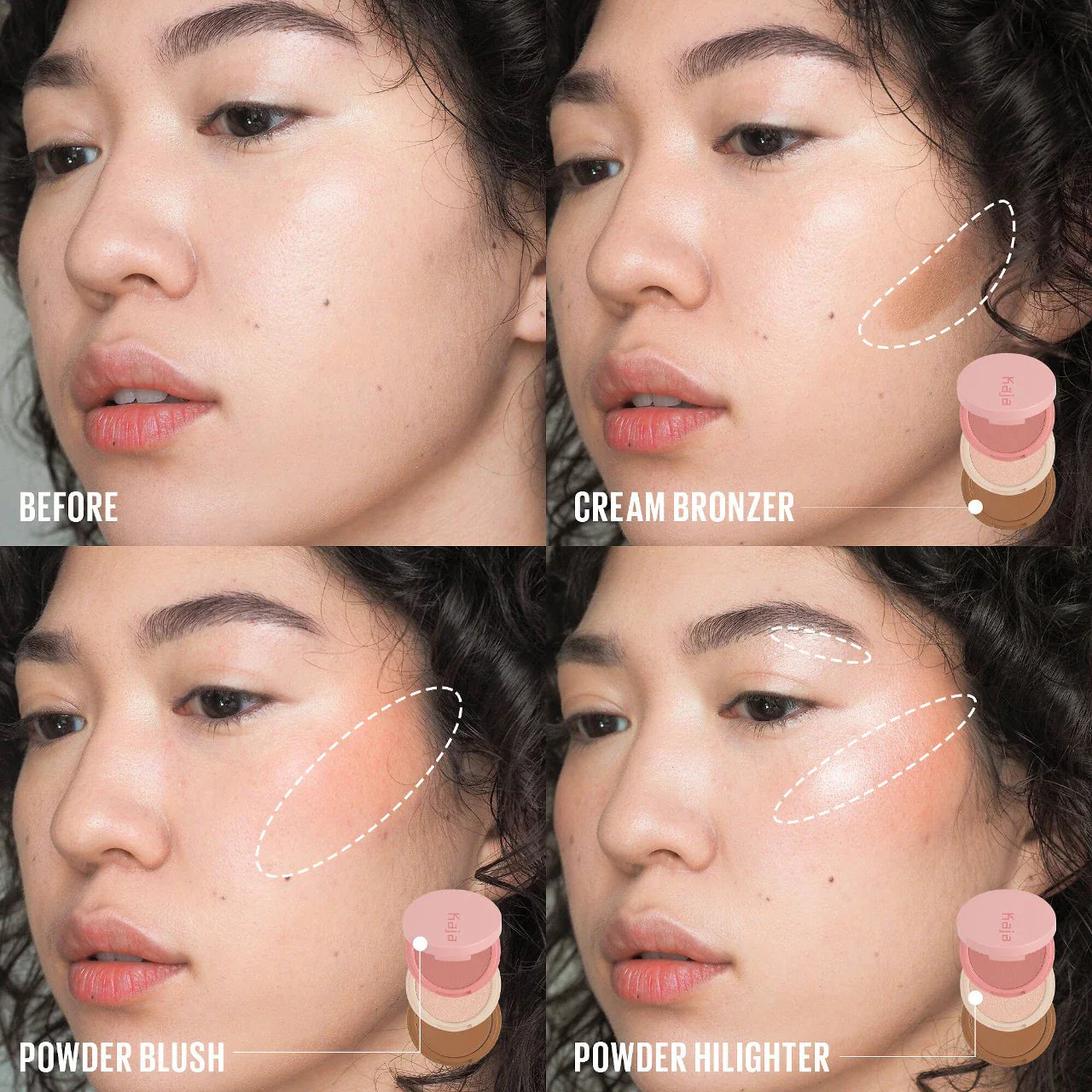 Face Bento – Trio de Crema y Polvos: Bronceador, Colorete e Iluminador