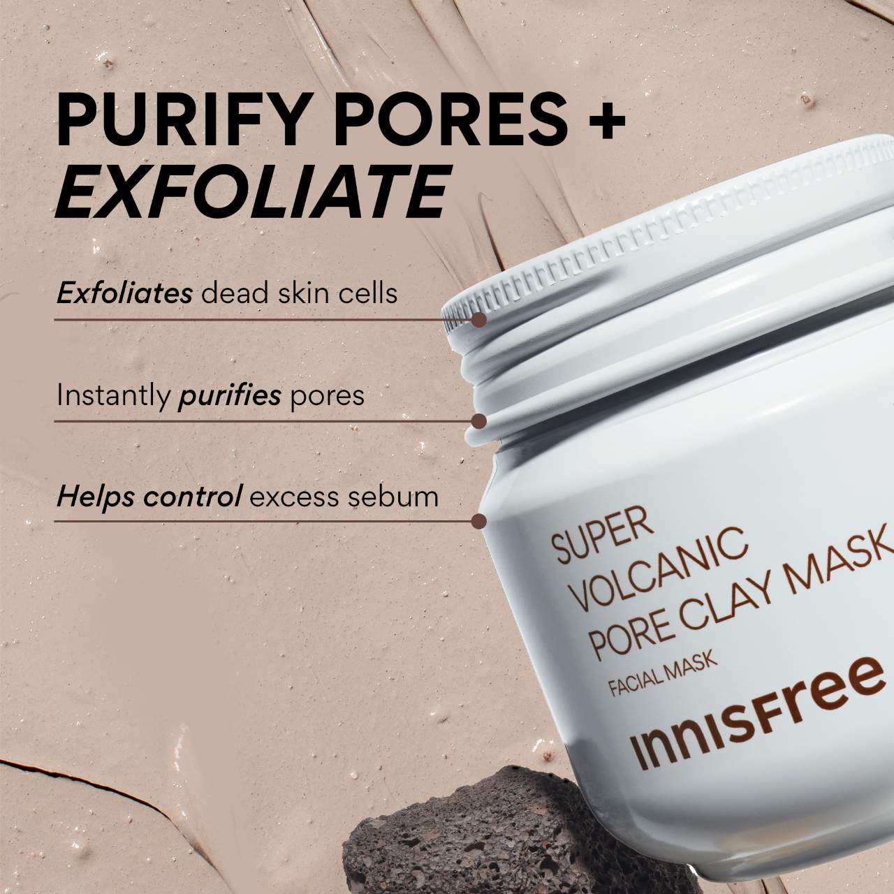 Mascarilla de Arcilla Super Volcánica AHA para Purificación de Poros