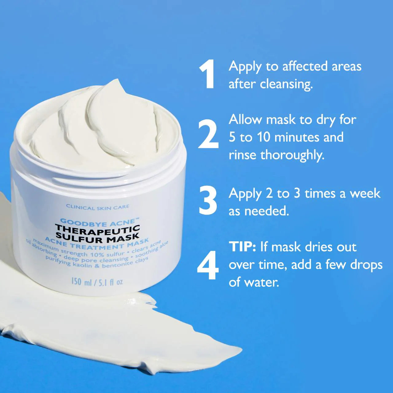Mascarilla terapéutica Goodbye Acne™ con azufre – Tratamiento purificante antiacné