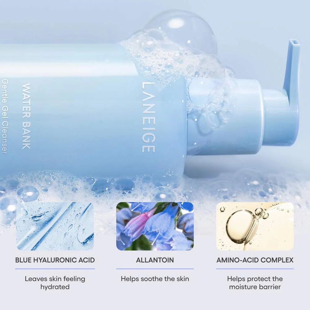 Limpiador en gel suave Water Bank – Con ácido hialurónico hidratante