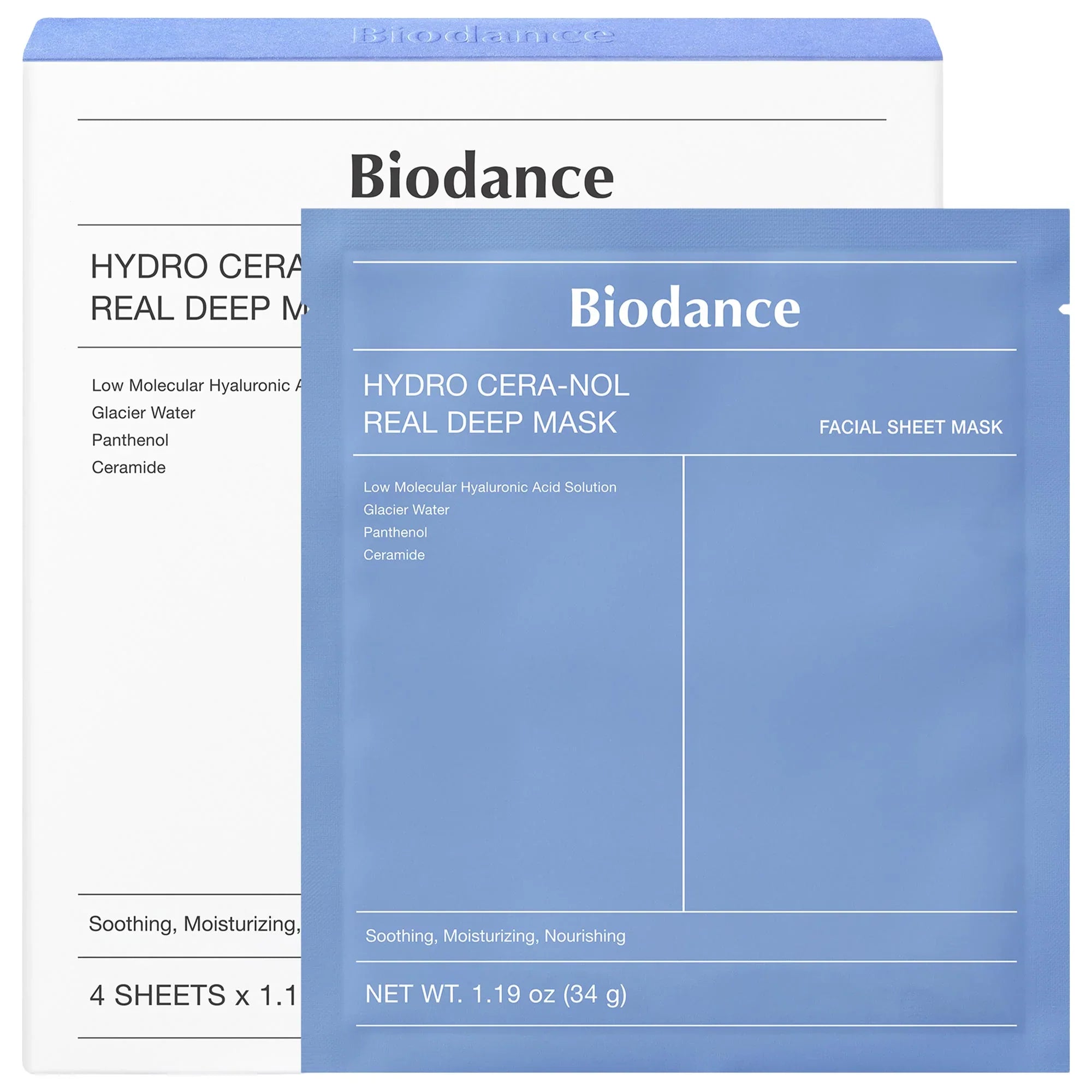 Mascarilla Hidratante Hydro Cera-nol Real Deep – Pack de 4 para Calmar la Resequedad y el Enrojecimiento