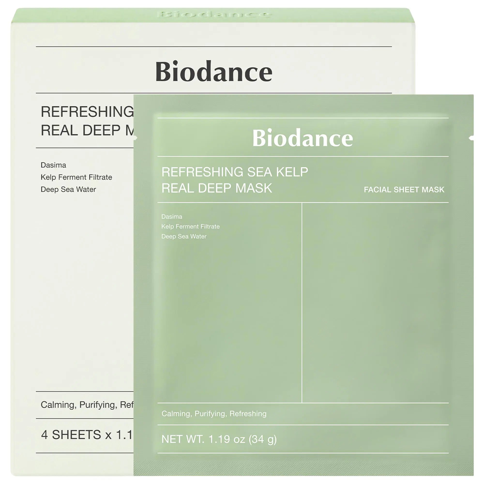 Mascarilla Refrescante de Alga Marina – Pack de 4 para Calmar y Controlar el Sebo