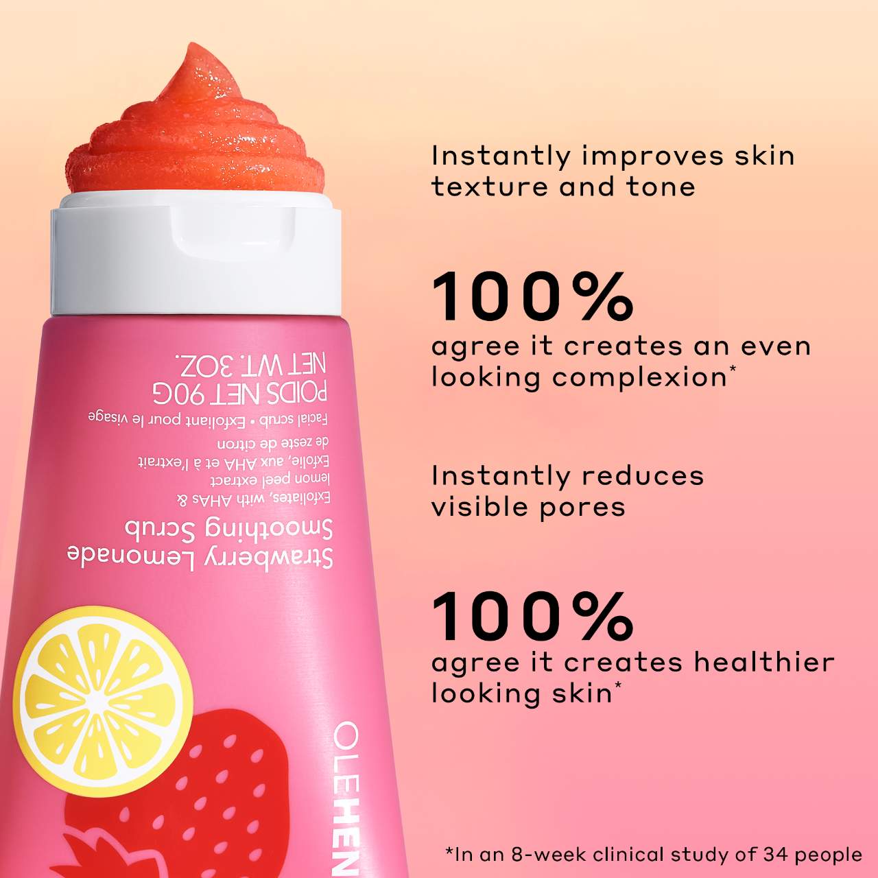 Exfoliante alisador 10% AHA Lemonade – Limpiador facial con ácidos y cáscara de limón